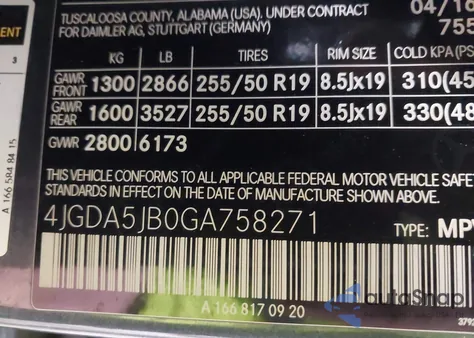 2016 Mercedes-Benz Gle 350 z USA, uszkodzony, nr VIN 4JGDA5JB0GA758271